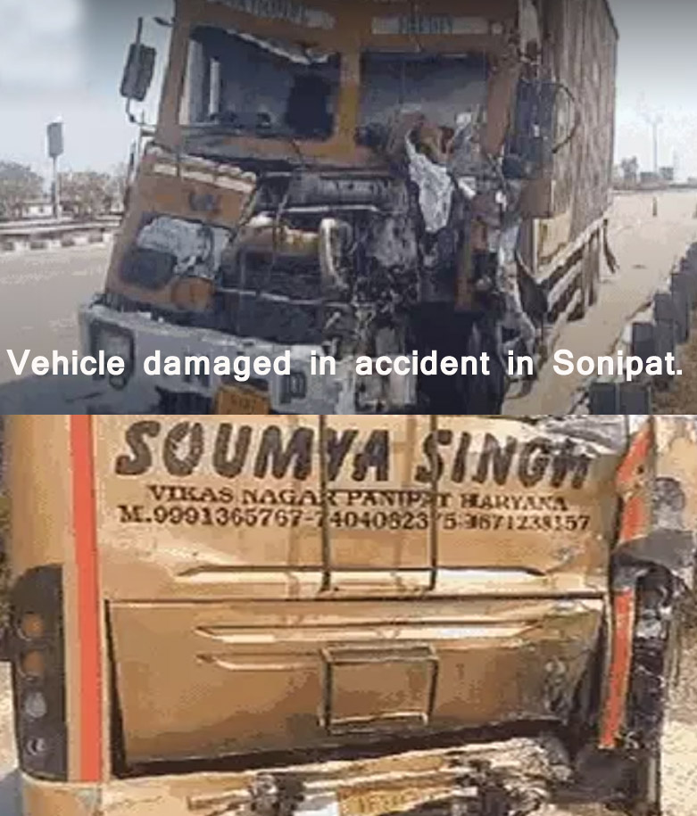 12 Snp-1  सोनीपत: घटना स्थल हादसे में क्षतिग्रस्त वाहन