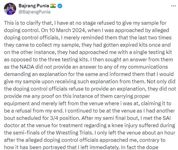 Bajrang Reiterates He Didnt Refused To Give Dope Test