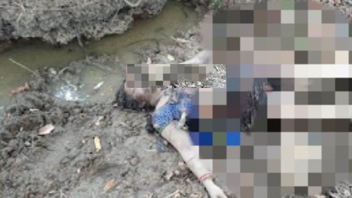 A half-burnt body of a woman found near Sonpuri