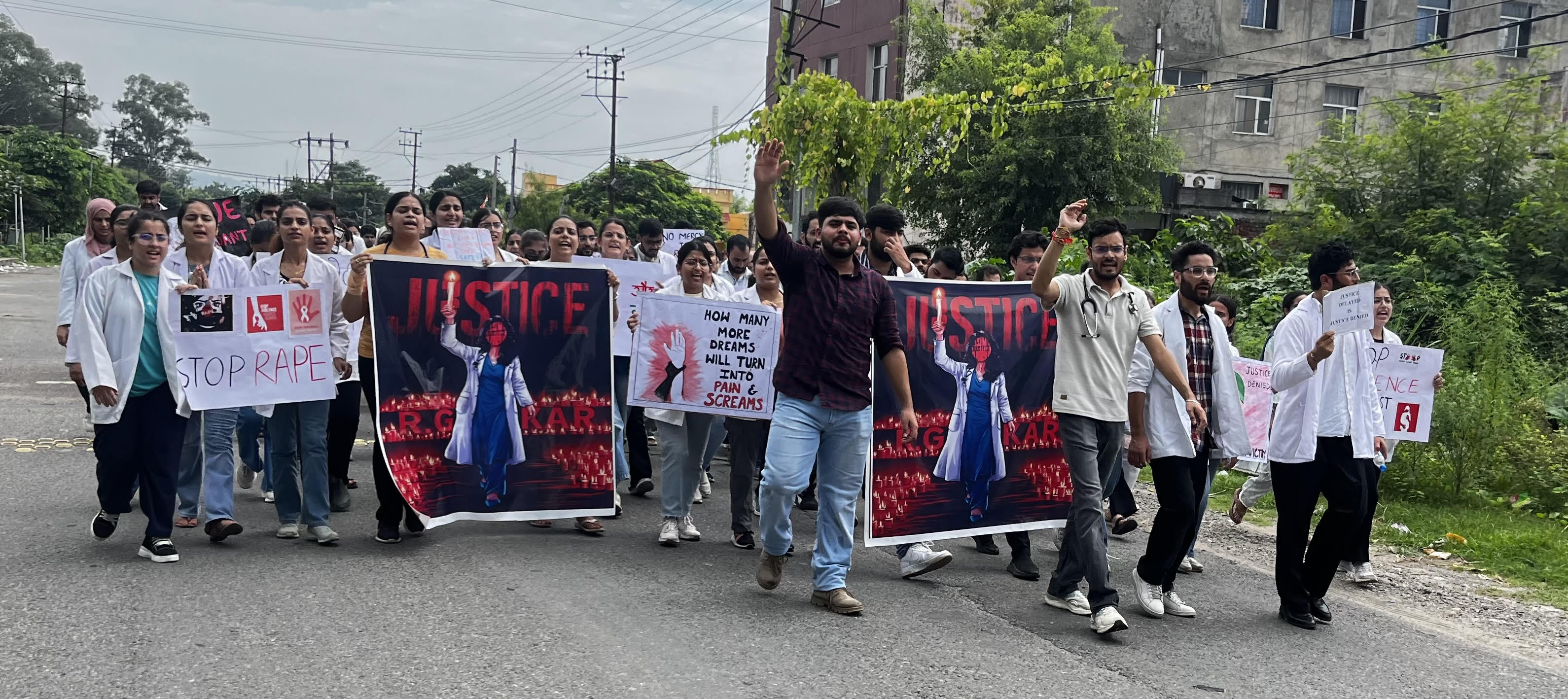 GMC Kathua students took out protest march