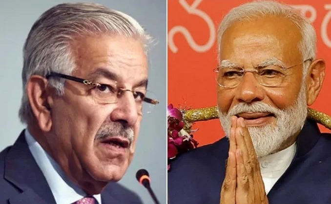 पाकिस्तान के रक्षामंत्री ख्वाजा आसिफ (बाएं) और भारतीय प्रधानमंत्री नरेन्द्र  मोदी। फोटो-फाइल/इंटरनेट मीडिया