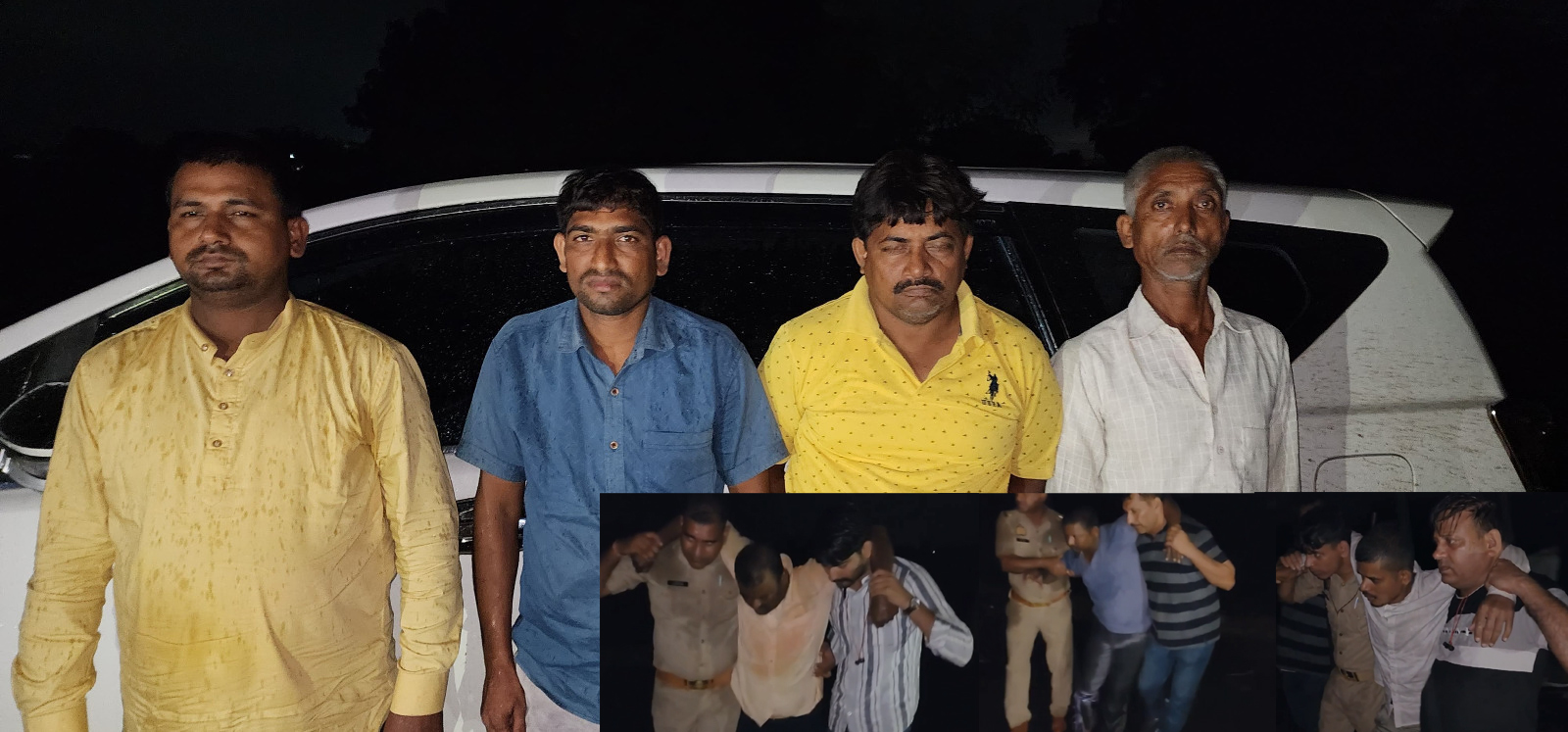 पकडे गए सात बदमाश, जिनमें घायल बदमाशाें काे पुलिस उपचार हेतु जिला अस्पताल ले जाते हुए पकडे गए सात बदमाश, जिनमें घायल बदमाशाें काे पुलिस उपचार हेतु जिला अस्पताल ले जाते हुए