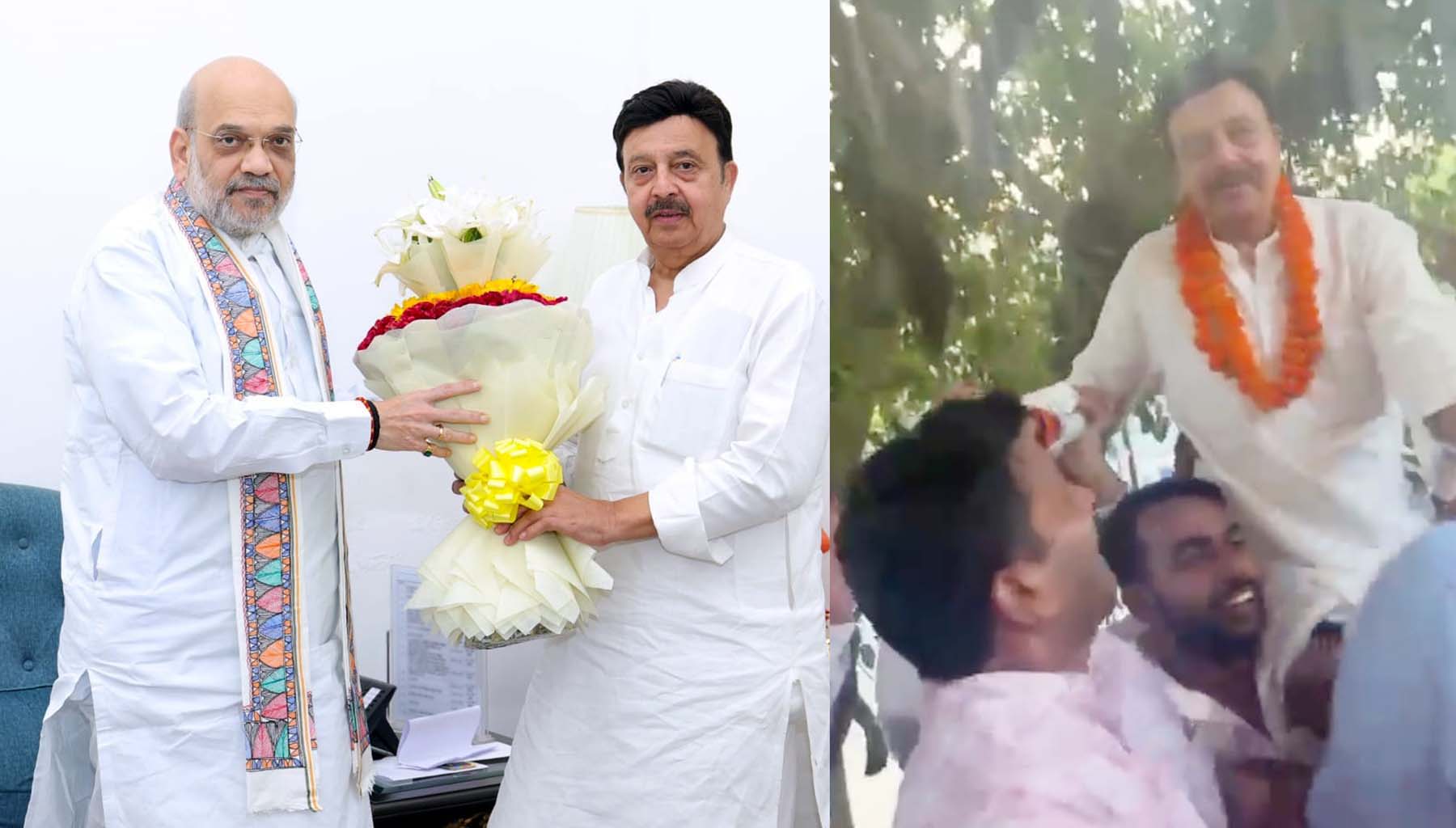 फोटो नंबर-02: दिल्ली में गृह मंत्री अमित शाह से मुलाकात करते राव नरबीर सिंह। टिकट पक्की होने के बाद राव नरबीर सिंह को कंधों पर उठाए कार्यकर्ता। फोटो नंबर-02: दिल्ली में गृह मंत्री अमित शाह से मुलाकात करते राव नरबीर सिंह। टिकट पक्की होने के बाद राव नरबीर सिंह को कंधों पर उठाए कार्यकर्ता।