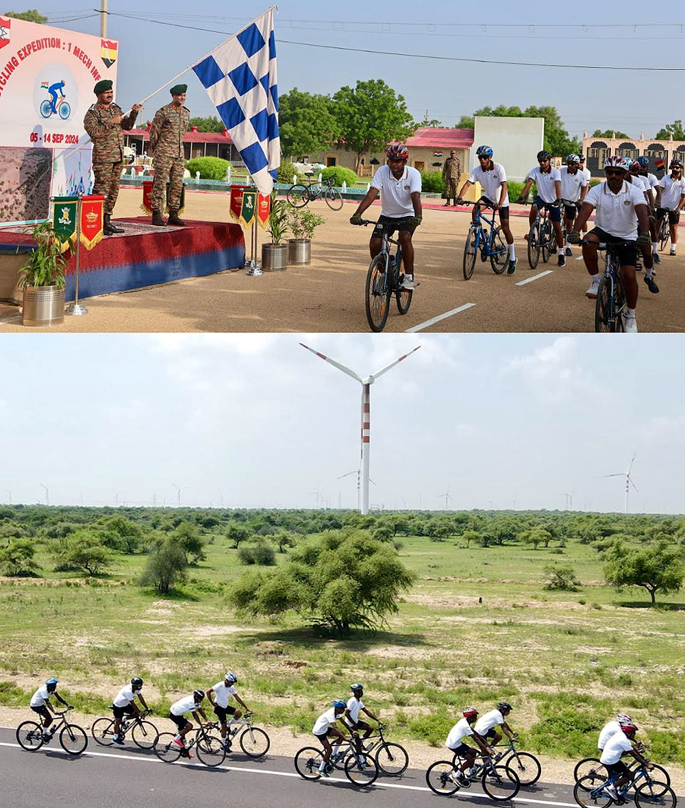 जैसलमेर से भारतीय सेना साइकिल अभियान को हरी झंडी दिखाकर रवाना किया जैसलमेर से भारतीय सेना साइकिल अभियान को हरी झंडी दिखाकर रवाना किया