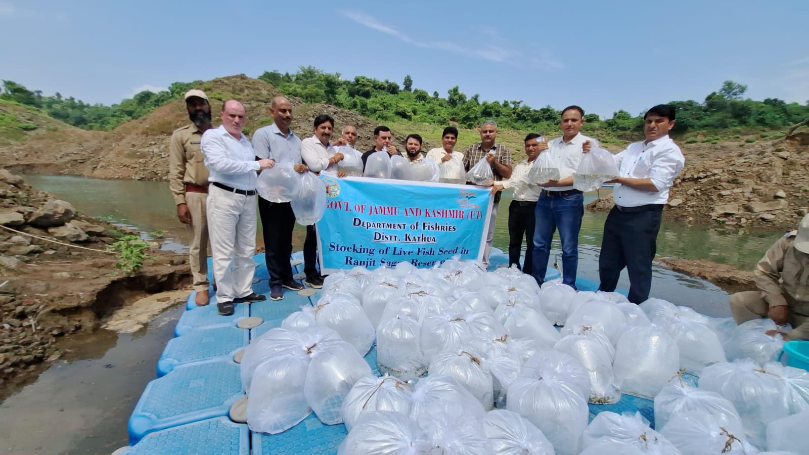 Stock of 2.5 lakh fry carp fish seeds put in Ranjit Sagar Dam Stock of 2.5 lakh fry carp fish seeds put in Ranjit Sagar Dam