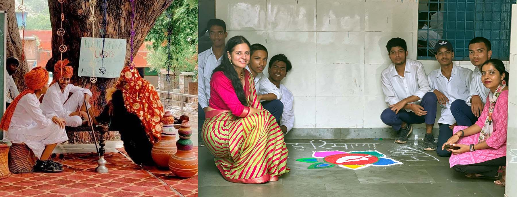 फोटो नंबर-03: गुरुग्राम के मानेसर स्थित राजकीय वरिष्ठ माध्यमिक विद्यालय (बाल) में हरियाणा उदय अभियान के तहत कार्यक्रम प्रस्तुत करते बच्चे व बनाई गई रंगोली के साथ बच्चे एवं शिक्षिका। फोटो नंबर-03: गुरुग्राम के मानेसर स्थित राजकीय वरिष्ठ माध्यमिक विद्यालय (बाल) में हरियाणा उदय अभियान के तहत कार्यक्रम प्रस्तुत करते बच्चे व बनाई गई रंगोली के साथ बच्चे एवं शिक्षिका।