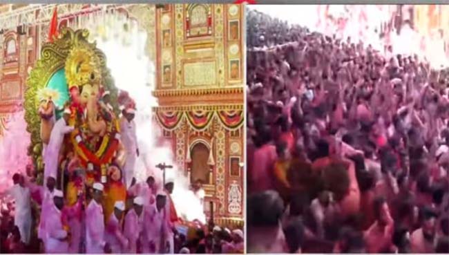 मुंबई में हर्ष और उल्हास के साथ गणपति विसर्जन शुरु मुंबई में हर्ष और उल्हास के साथ गणपति विसर्जन शुरु
