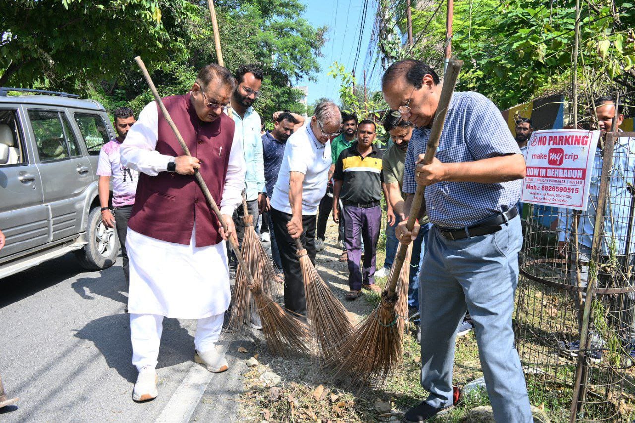 Minister Ganesh Joshi swept the floor under Seva Pakhwada