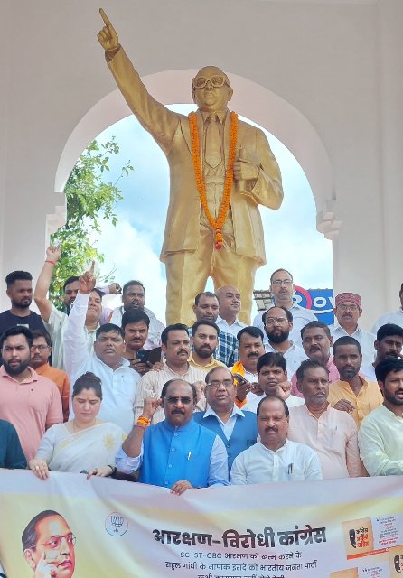 बाबा साहेब के प्रतिमा के नीचे राहुल का विरोध बाबा साहेब के प्रतिमा के नीचे राहुल का विरोध