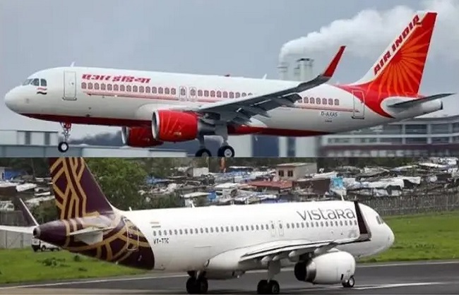 एयर इंडिया और विस्ताीरा के विमानों का प्रतिकात्माक चित्र एयर इंडिया और विस्ताीरा के विमानों का प्रतिकात्माक चित्र
