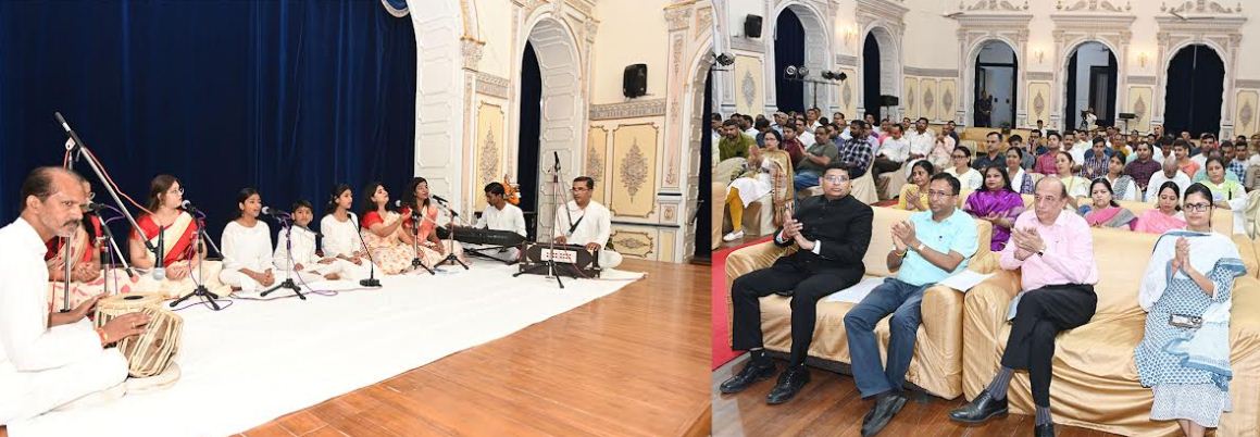 Children singing bhajans at Raj Bhavan