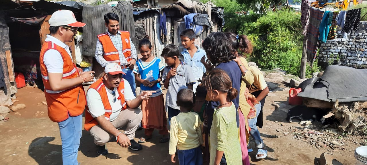 Red Cross Society organized a health camp in a remote area, health checkup of 150 labourers