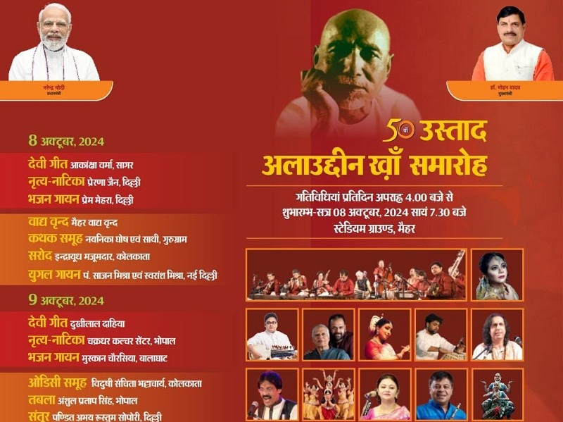 मैहर में 50वां उस्ताद अलाउद्दीन खां समारोह मंगलवार से मैहर में 50वां उस्ताद अलाउद्दीन खां समारोह मंगलवार से
