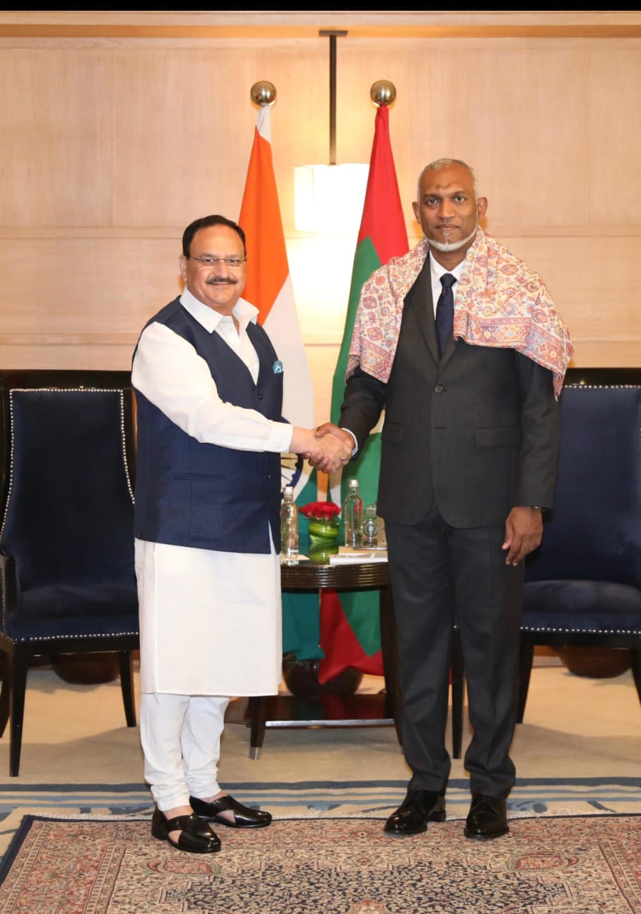 भाजपा अध्यक्ष जे पी नड्डा ने मालदीव के राष्ट्रपति डॉ. मोहम्मद मुइज्जू की मुलाकात भाजपा अध्यक्ष जे पी नड्डा ने मालदीव के राष्ट्रपति डॉ. मोहम्मद मुइज्जू की मुलाकात