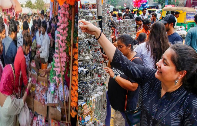 त्योहारी सीजन में बाजार में खरीदारी करते लोगों का प्रतिकात्मक चित्र त्योहारी सीजन में बाजार में खरीदारी करते लोगों का प्रतिकात्मक चित्र