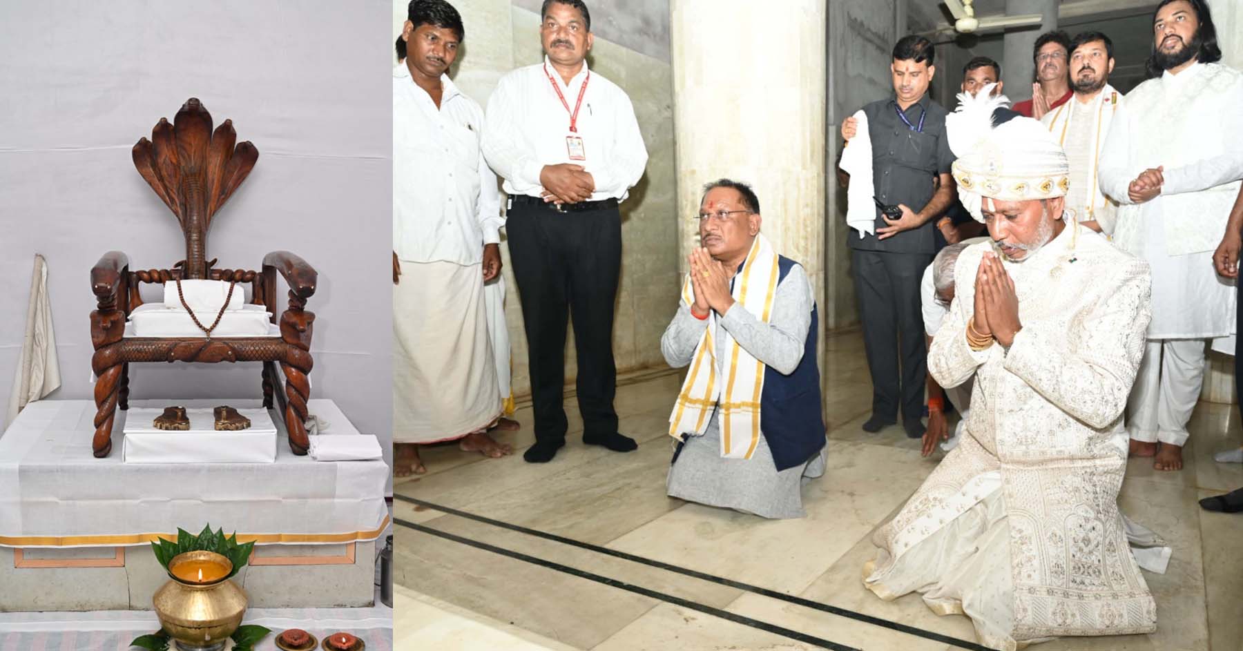 मुख्यमंत्री साय ने भण्डारपुरी धाम में गुरुगद्दी आसन का दर्शन करते मुख्यमंत्री साय ने भण्डारपुरी धाम में गुरुगद्दी आसन का दर्शन करते