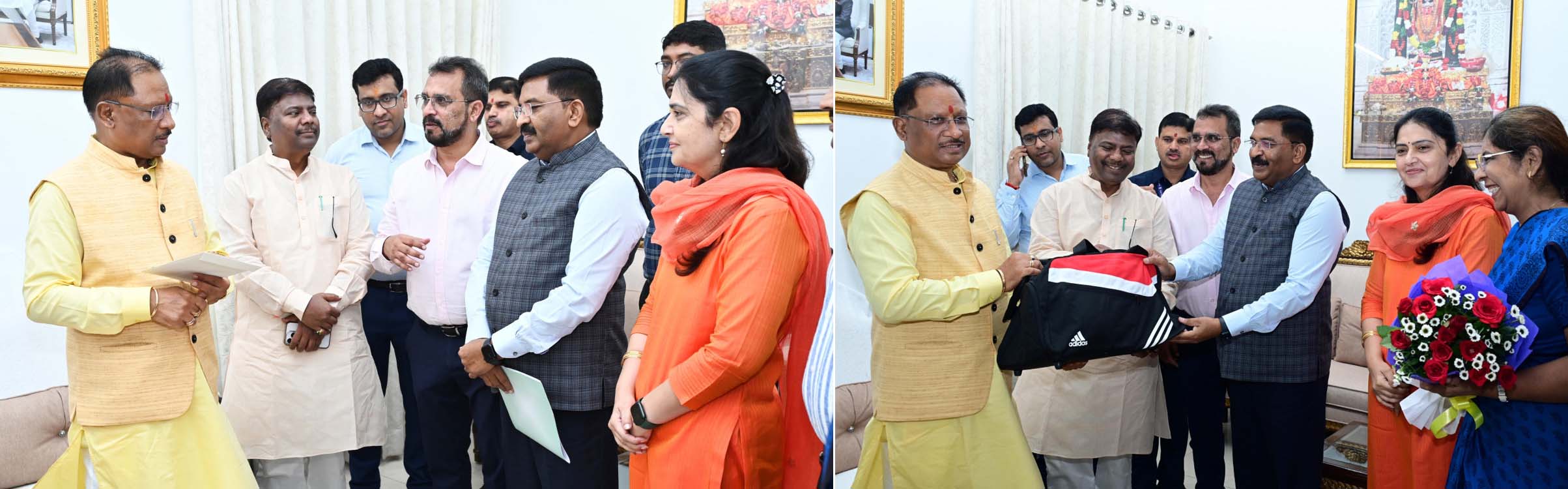 सीएम साय काे वन विभाग के अधिकारियों ने भेंटकर अखिल भारतीय वन खेलकूद प्रतियोगिता में शामिल हाेने आमंत्रित करते सीएम साय काे वन विभाग के अधिकारियों ने भेंटकर अखिल भारतीय वन खेलकूद प्रतियोगिता में शामिल हाेने आमंत्रित करते