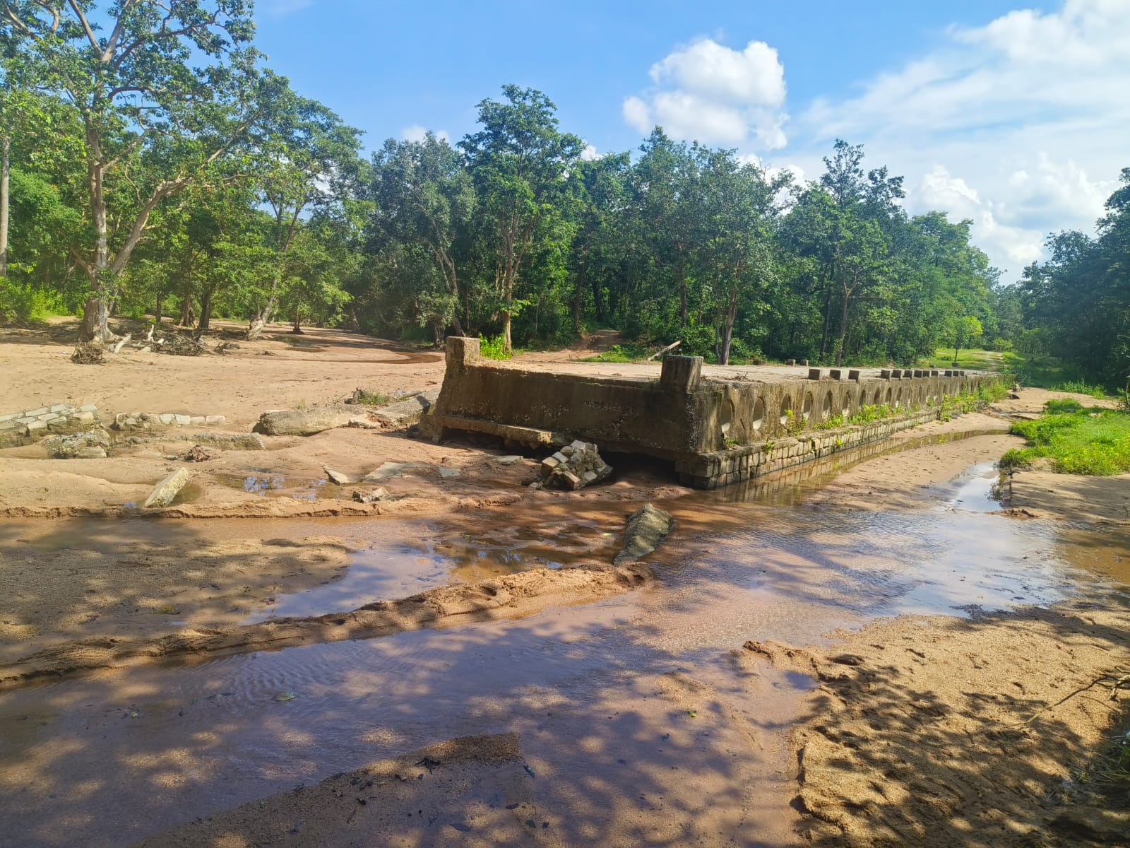 मारागांव से नगरी मार्ग में टूटा हुआ पुल।