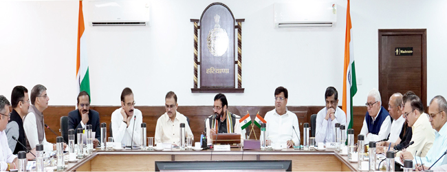 हरियाणा के मुख्यमंत्री नायब सैनी निकाय अधिकारियाें की बैठक लेते हुए हरियाणा के मुख्यमंत्री नायब सैनी निकाय अधिकारियाें की बैठक लेते हुए
