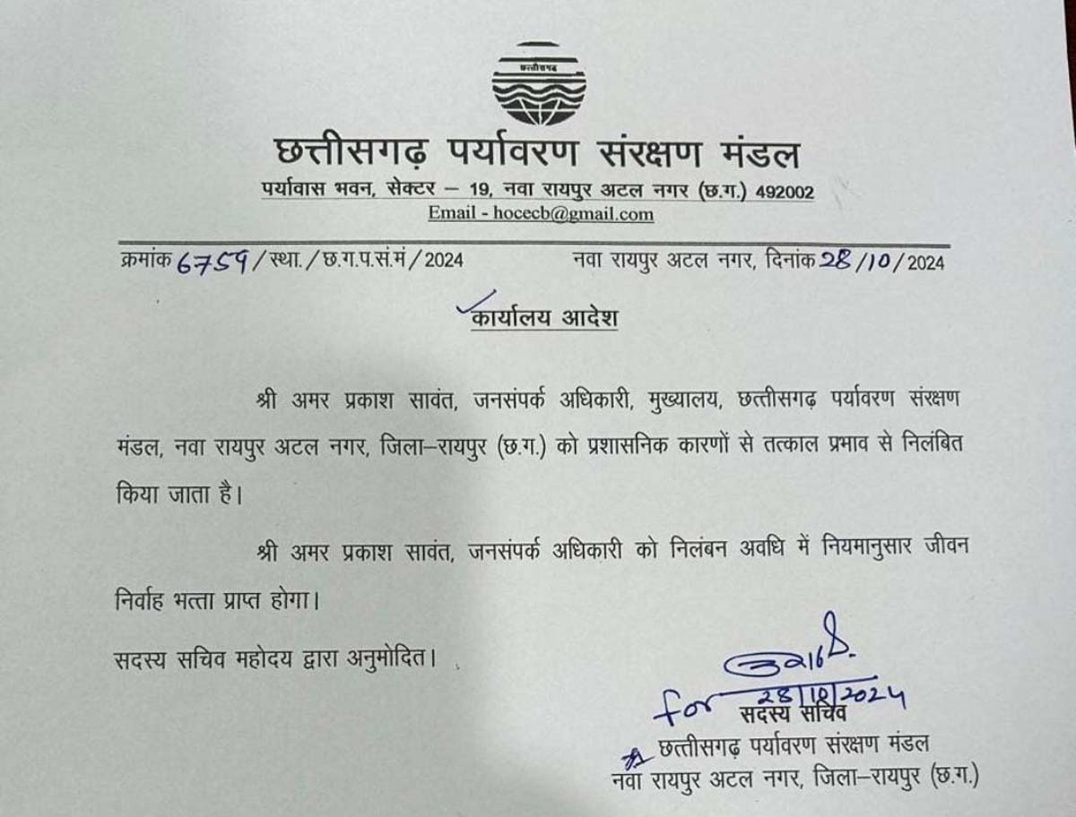 अमर प्रकाश सावंत निलंबित, आदेश पत्र अमर प्रकाश सावंत निलंबित, आदेश पत्र