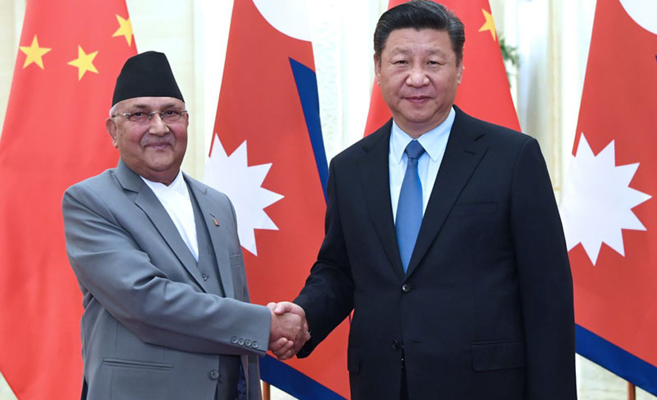 नेपाल के प्रधानमंत्री ओली और चीन के राष्ट्रपति सी जिनपिंग नेपाल के प्रधानमंत्री ओली और चीन के राष्ट्रपति सी जिनपिंग