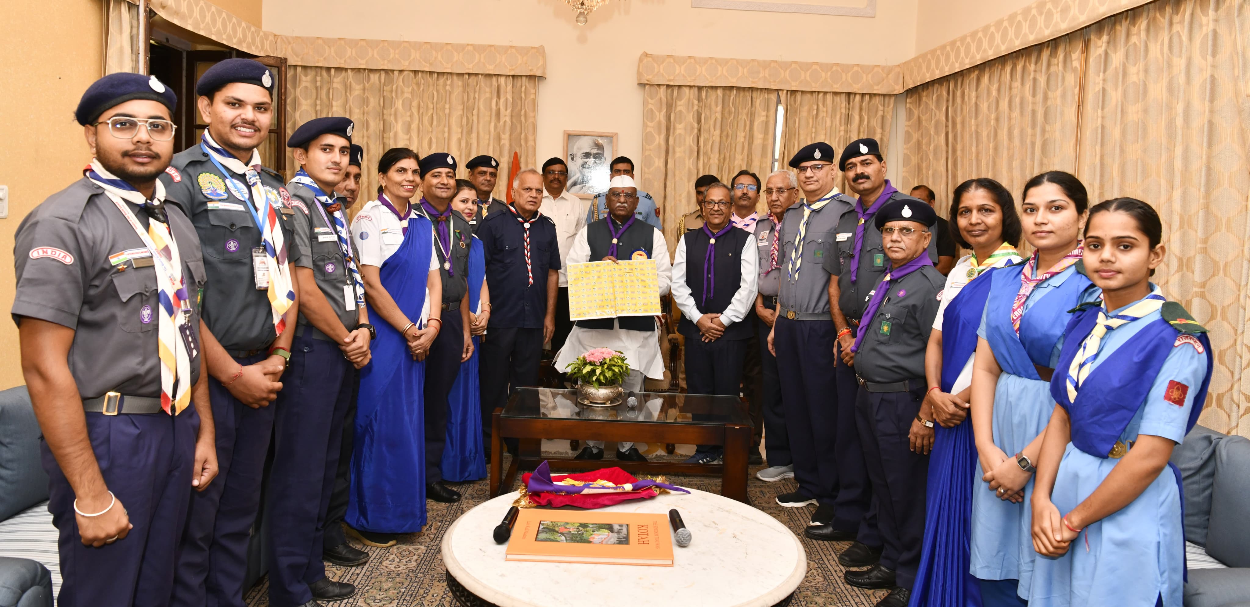 The Governor inaugurated the sticker of the Scout Guide flag at Raj Bhavan The Governor inaugurated the sticker of the Scout Guide flag at Raj Bhavan
