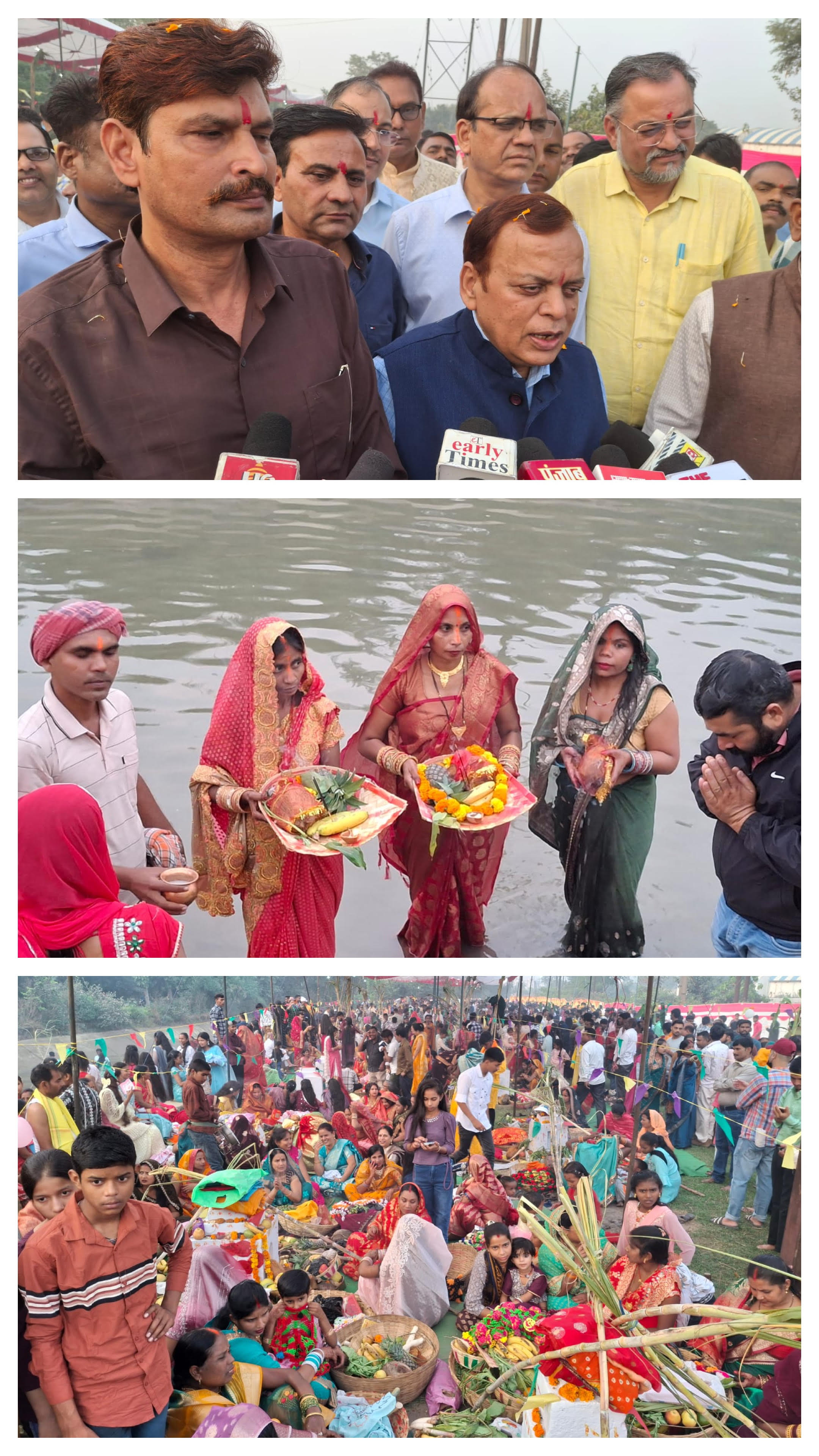 On Chhath Puja, fasting women offered the first Arghya to the setting sun On Chhath Puja, fasting women offered the first Arghya to the setting sun
