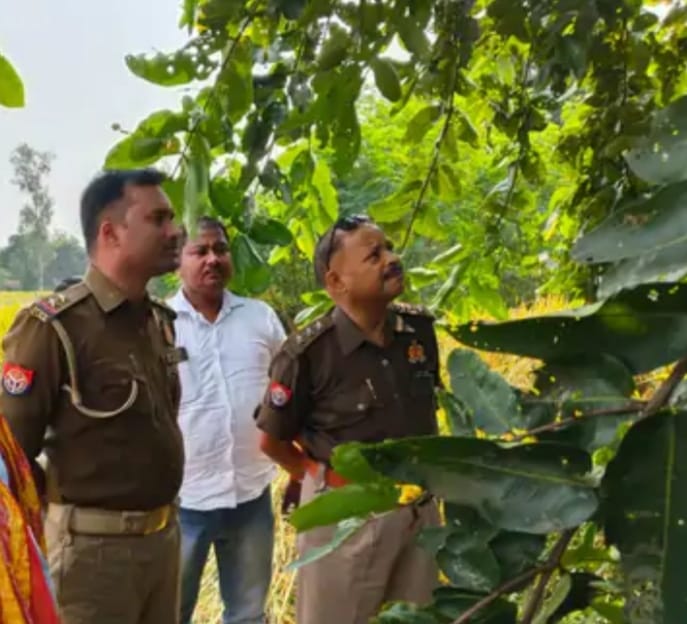 घटनास्थल की जांच करते क्षेत्राधिकारी मडिहान मुनेंद्र पाल सिंह। घटनास्थल की जांच करते क्षेत्राधिकारी मडिहान मुनेंद्र पाल सिंह।