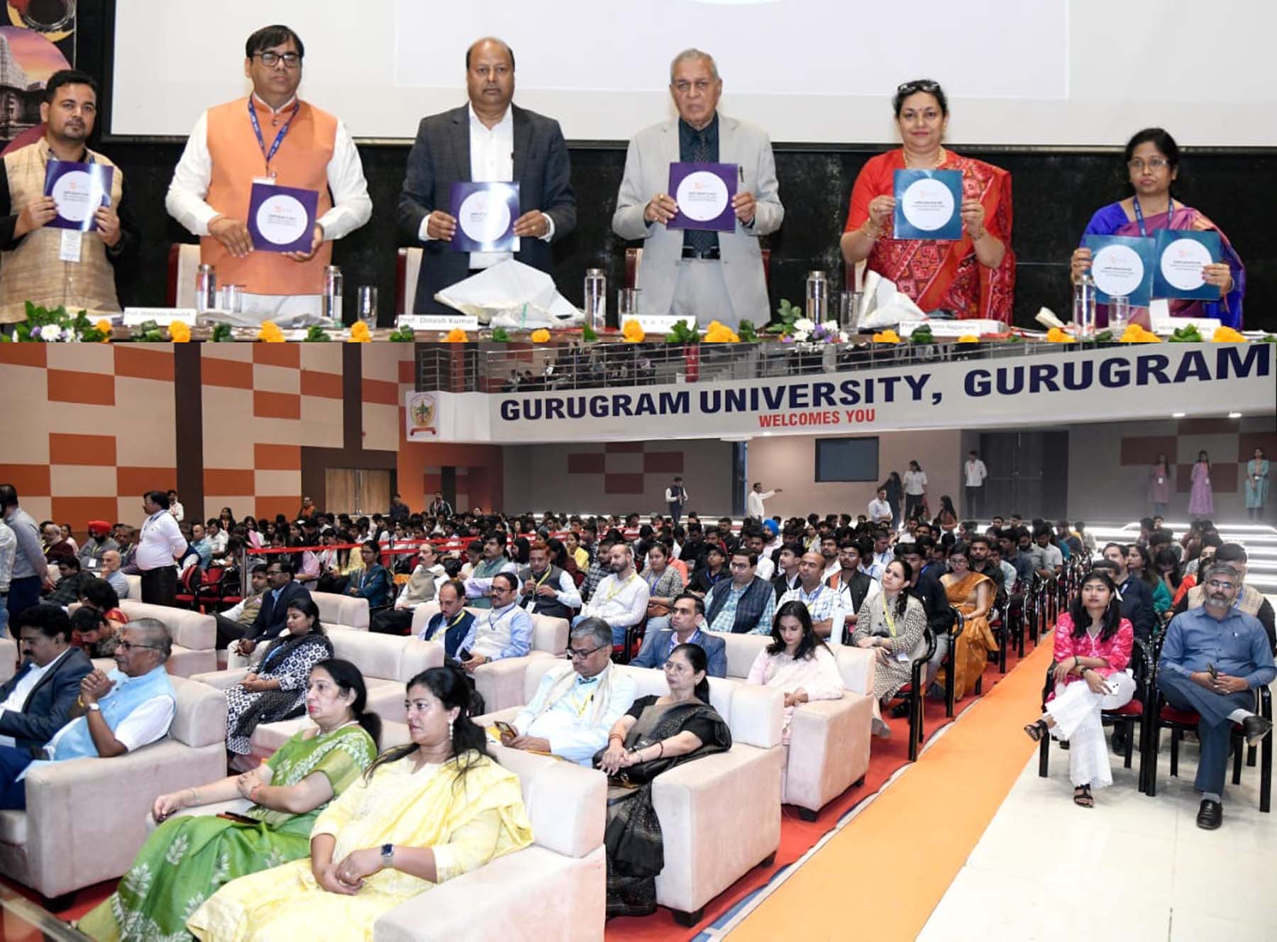 फोटो नंबर-05: गुरुग्राम विवि में आयोजित अंतरराष्ट्रीय सम्मेलन में हिंदी और पंजाबी भाषाओं में लिखित भारतीय परंपराओं का खजाना और सार पुस्तक का विमोचन करते अतिथि। फोटो नंबर-05: गुरुग्राम विवि में आयोजित अंतरराष्ट्रीय सम्मेलन में हिंदी और पंजाबी भाषाओं में लिखित भारतीय परंपराओं का खजाना और सार पुस्तक का विमोचन करते अतिथि।
