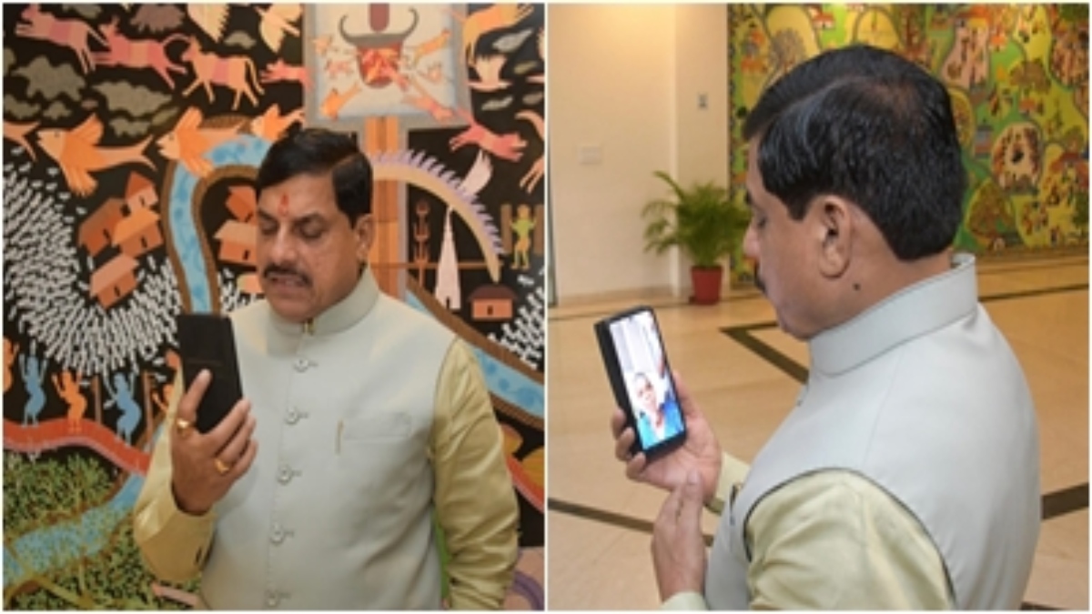 वीडियाे काॅल पर भुजलाे बाई से बात करते सीएम डाॅ यादव वीडियाे काॅल पर भुजलाे बाई से बात करते सीएम डाॅ यादव