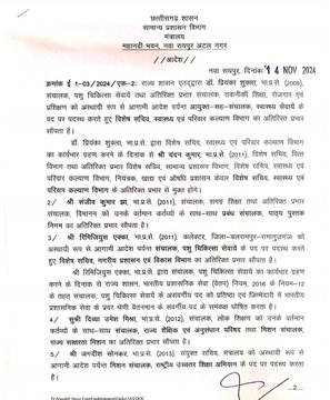 सामान्य प्रशासन विभाग द्वारा आई ए एस  अधिकारियों  के प्रभार में फेरबदल का आदेश