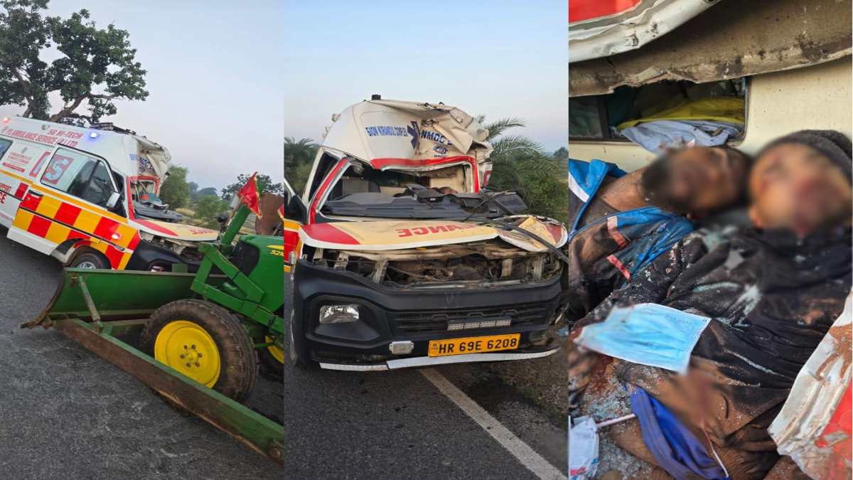 ट्रक से टकराई एम्बुलेंस ट्रक से टकराई एम्बुलेंस