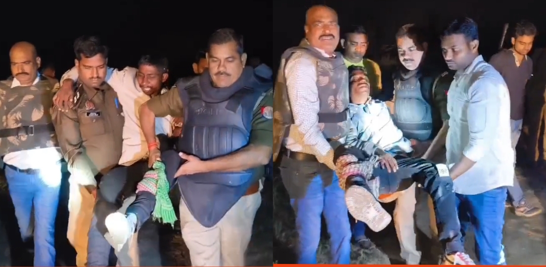 मुठभेड़़ में घायल बदमाशों को ले जाती पुलिस मुठभेड़़ में घायल बदमाशों को ले जाती पुलिस