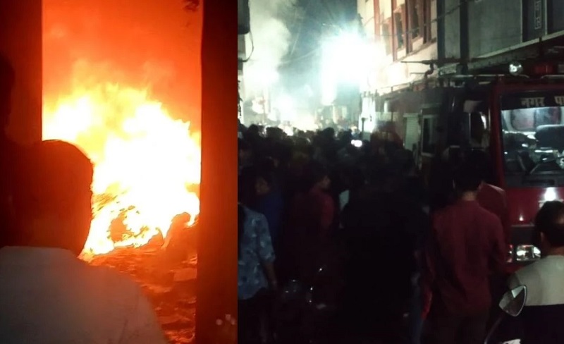 कटनीः कपड़ा गोदाम में लगी भीषण आग कटनीः कपड़ा गोदाम में लगी भीषण आग