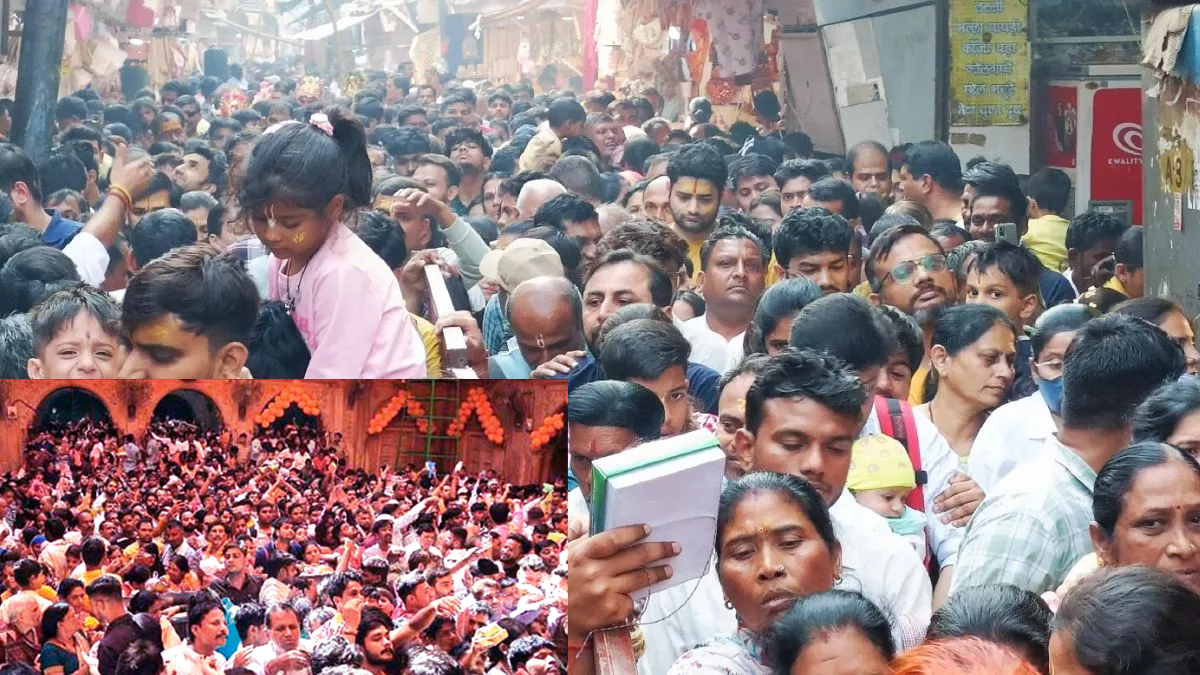 बांके बिहारी मंदिर भक्ताें की भीड बांके बिहारी मंदिर भक्ताें की भीड