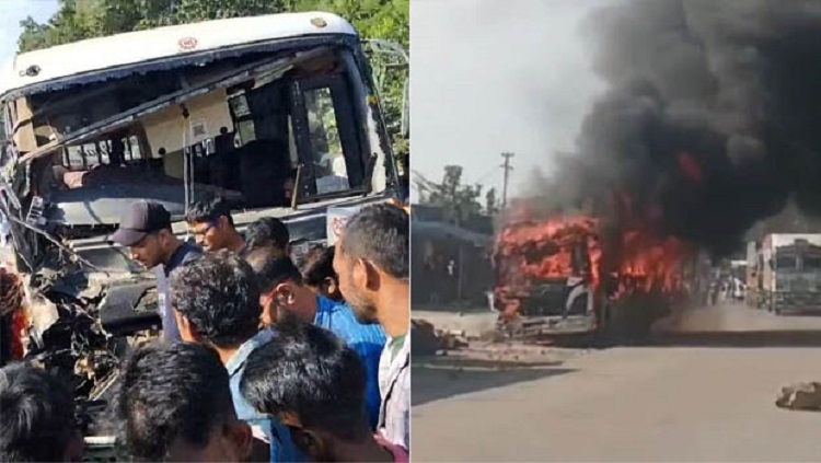 बंगाईगांव- सड़क दुर्घटना के बाद गुस्साई भीड़ में बस में तोड़-फोड़ करने के बाद लगाई आग बंगाईगांव- सड़क दुर्घटना के बाद गुस्साई भीड़ में बस में तोड़-फोड़ करने के बाद लगाई आग