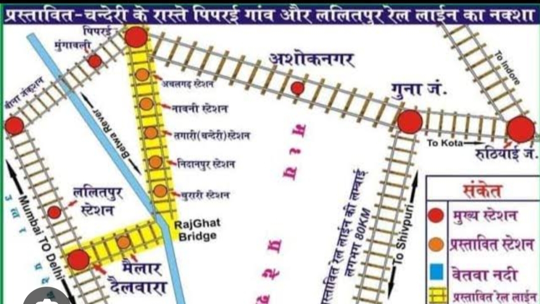 अशोकनगर: जिला मुख्यालय की अपेक्षा, पिपरईगांव से चंदेरी-ललितपुर रेल लाईन की सर्वे स्वीकृत