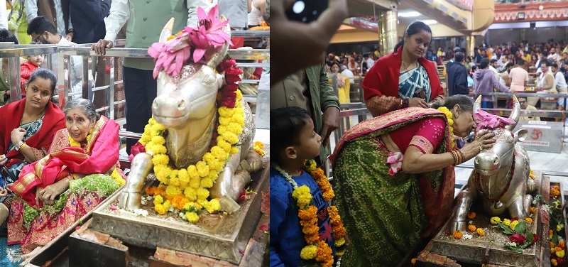 भगवान महाकाल के दर्शन करते हुए जशोदा बेन भगवान महाकाल के दर्शन करते हुए जशोदा बेन