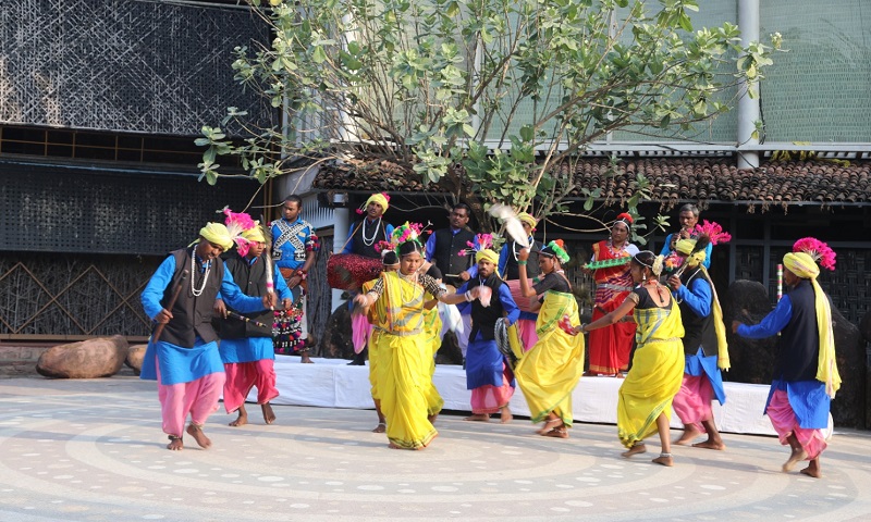 जनजातीय संग्रहालय में करमा नृत्य की प्रस्तुति जनजातीय संग्रहालय में करमा नृत्य की प्रस्तुति