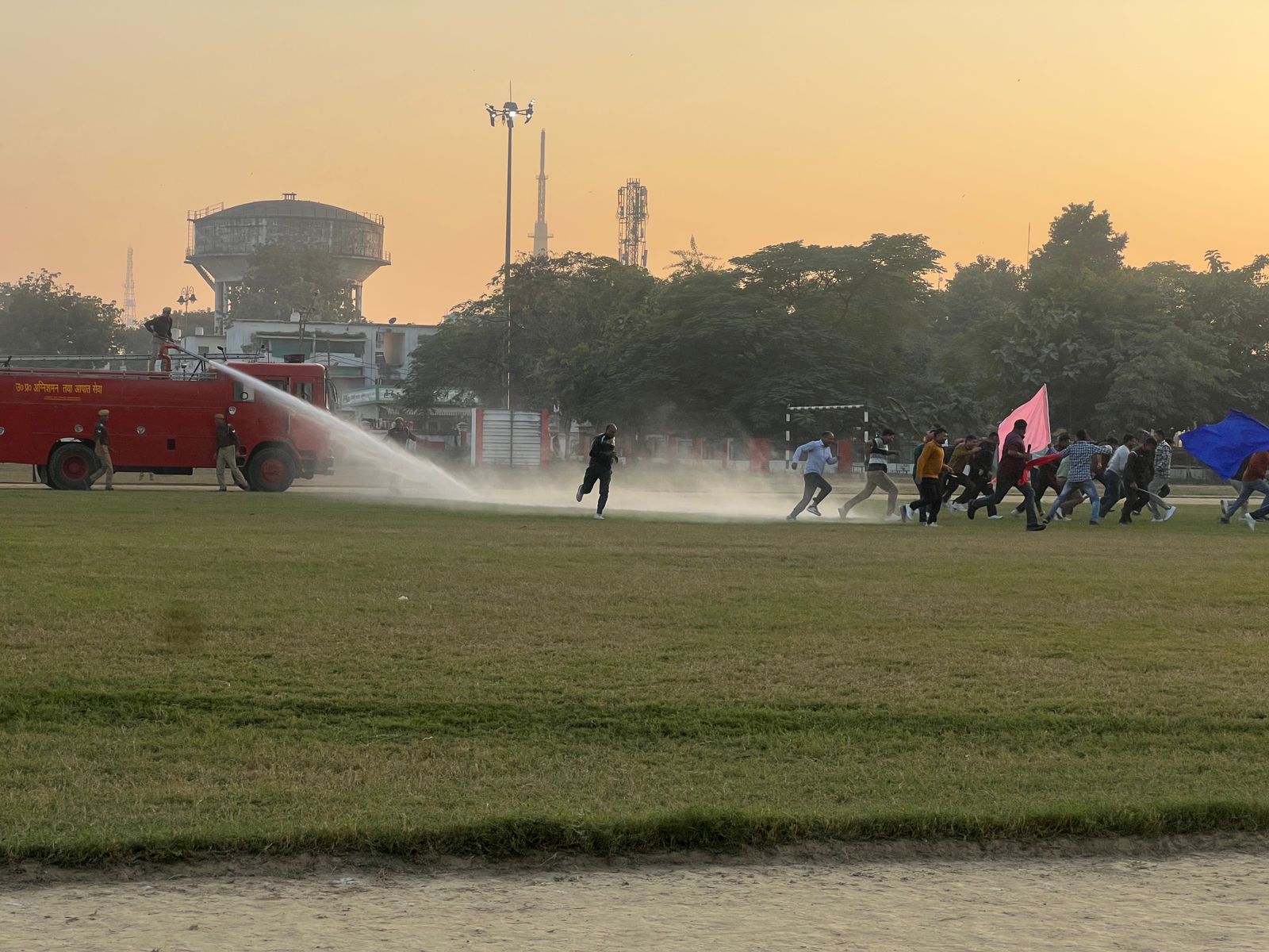 Varanasi: Police personnel fired tear gas shells in riot drill Varanasi: Police personnel fired tear gas shells in riot drill