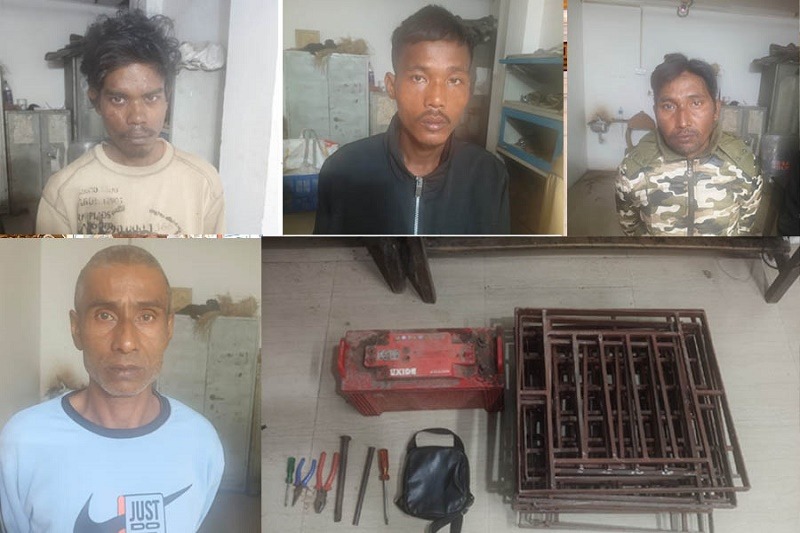 पेट्रोलिंग के दौरान दिसपुर पुलिस द्वारा छह माइल इलाके से पकड़े गए चारों की तस्वीर। पेट्रोलिंग के दौरान दिसपुर पुलिस द्वारा छह माइल इलाके से पकड़े गए चारों की तस्वीर।