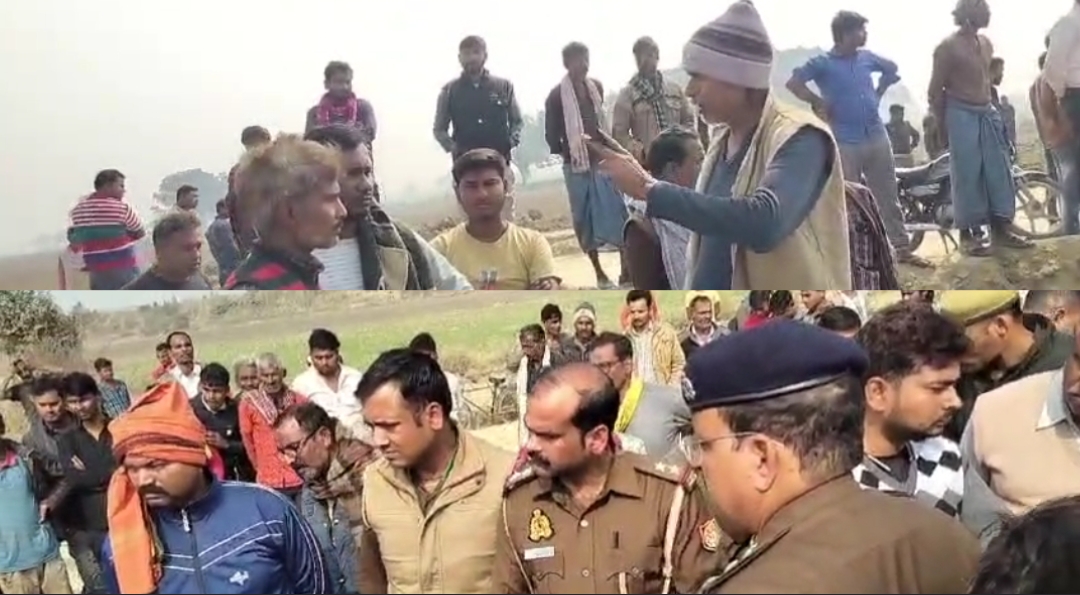 हादसे के बाद घटनास्थल पर मौजूद पुलिस व ग्रामीण हादसे के बाद घटनास्थल पर मौजूद पुलिस व ग्रामीण