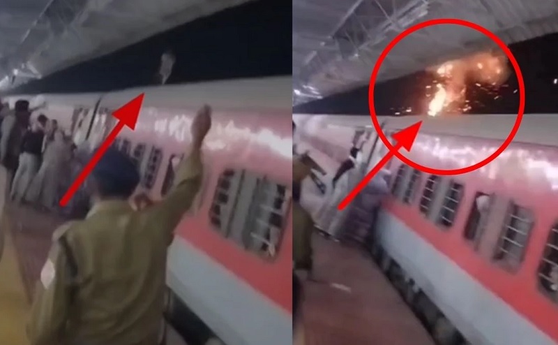 पवन एक्सप्रेस पर चढ़कर युवक ने छुआ बिजली का तार पवन एक्सप्रेस पर चढ़कर युवक ने छुआ बिजली का तार
