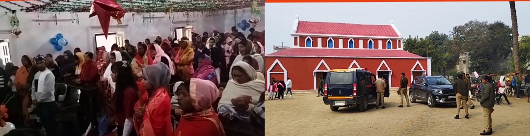 विवादित चर्च में पुलिस बल के साथ प्रार्थना सभा का आयोजन विवादित चर्च में पुलिस बल के साथ प्रार्थना सभा का आयोजन