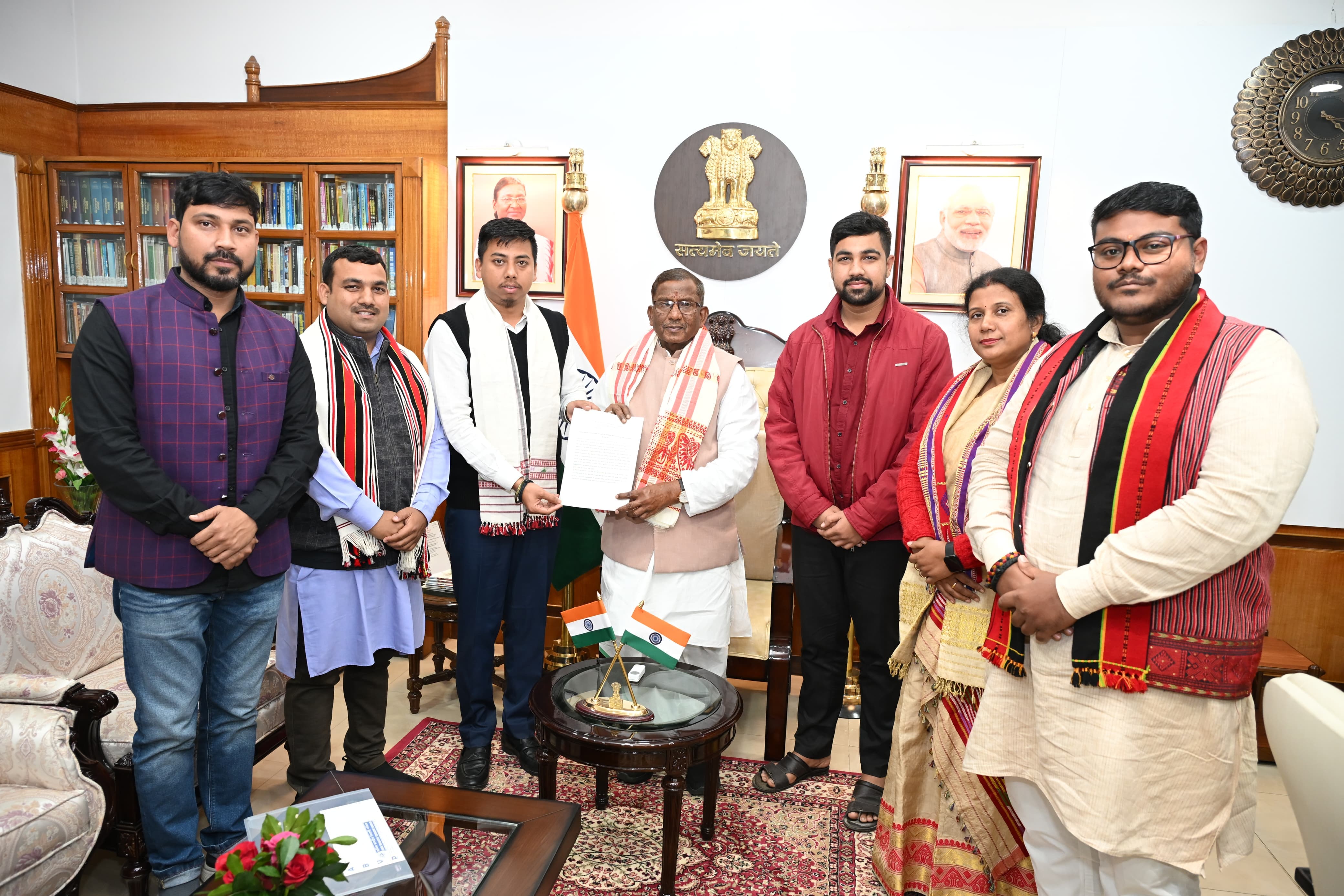 Office bearers of Akhil Bharatiya Vidyarthi Parishad (ABVP), Assam during a meeting with Governor Laxman Prasad Acharya. Office bearers of Akhil Bharatiya Vidyarthi Parishad (ABVP), Assam during a meeting with Governor Laxman Prasad Acharya.