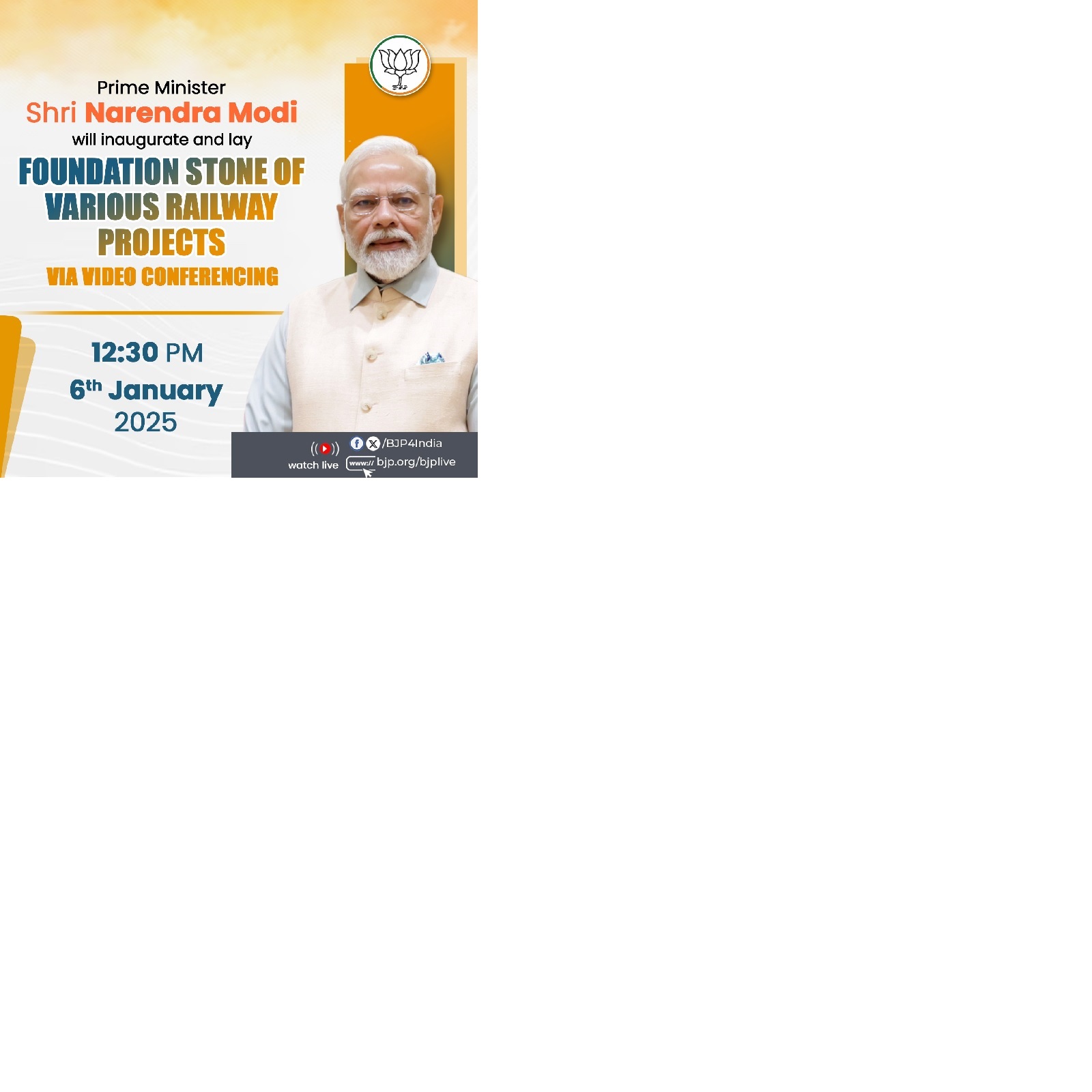 भाजपा ने एक्स हैंडल पर प्रधानमंत्री नरेन्द्र मोदी के आज के कार्यक्रम को साझा किया है।