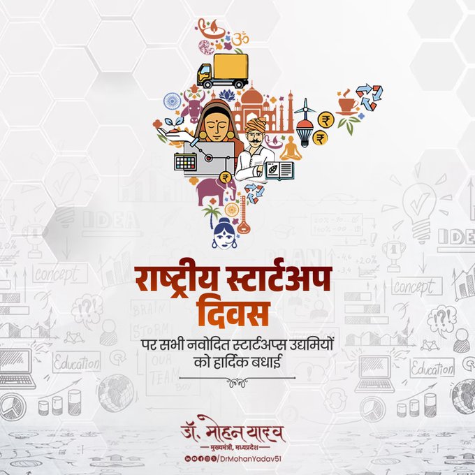 मुख्यमंत्री डाॅ यादव ने राष्ट्रीय स्टार्टअप दिवस पर युवाओं काे दी शुभकामनाएं मुख्यमंत्री डाॅ यादव ने राष्ट्रीय स्टार्टअप दिवस पर युवाओं काे दी शुभकामनाएं