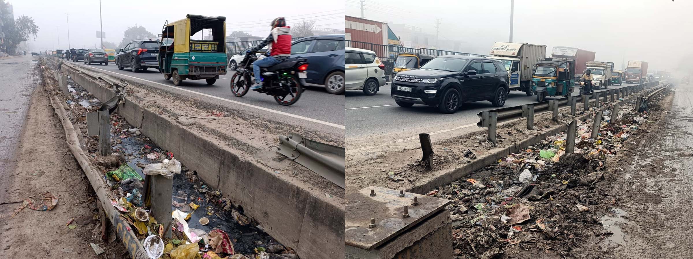 फोटो नंबर-03: गुरुग्राम में एनएच-48 पर नरसिंहपुर गांव के पास गंदगी अटा पड़ा नाला व टूटी ग्रिल। फोटो नंबर-03: गुरुग्राम में एनएच-48 पर नरसिंहपुर गांव के पास गंदगी अटा पड़ा नाला व टूटी ग्रिल।