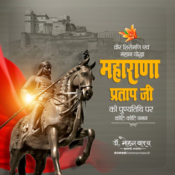 मुख्यमंत्री डाॅ यादव ने वीर शिराेमणि महाराणा प्रताप काे पुण्यतिथि पर किया नमन मुख्यमंत्री डाॅ यादव ने वीर शिराेमणि महाराणा प्रताप काे पुण्यतिथि पर किया नमन