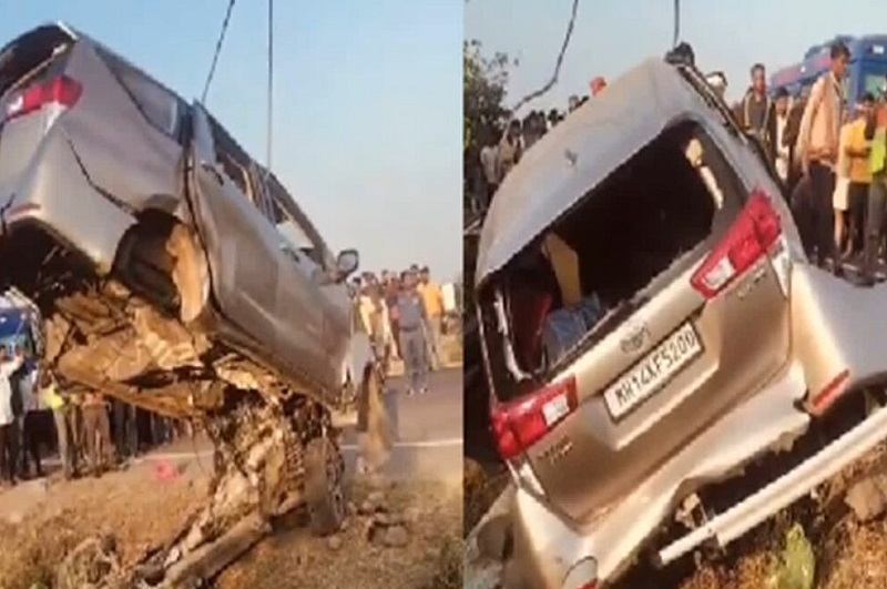 दुर्घटना के बाद कार की हालत दुर्घटना के बाद कार की हालत